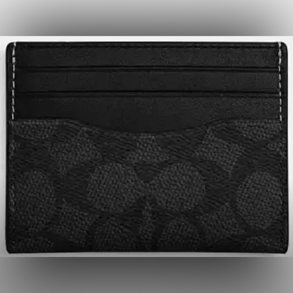 COACH Slim ID Signature Canvas Card Wallet Black